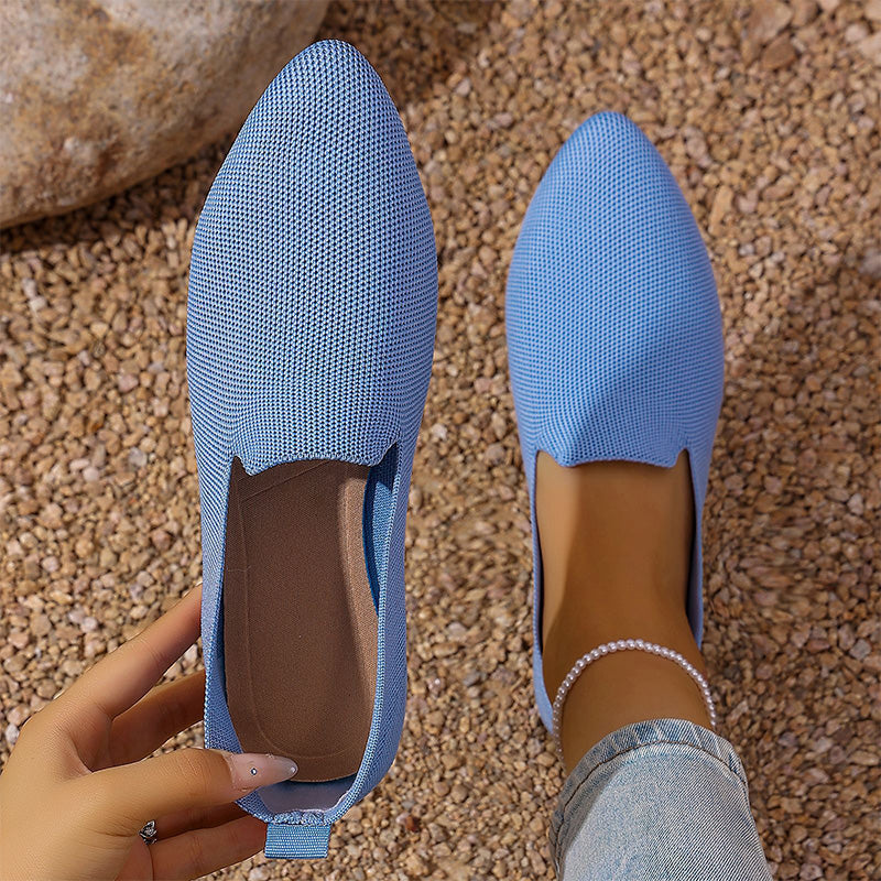 Damsko med Spetsig Tå Stickad Platt Sula Slip-On Loafers