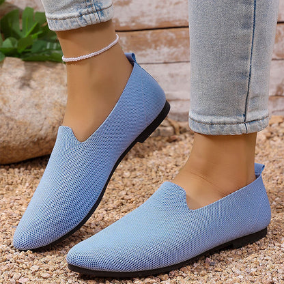 Damsko med Spetsig Tå Stickad Platt Sula Slip-On Loafers