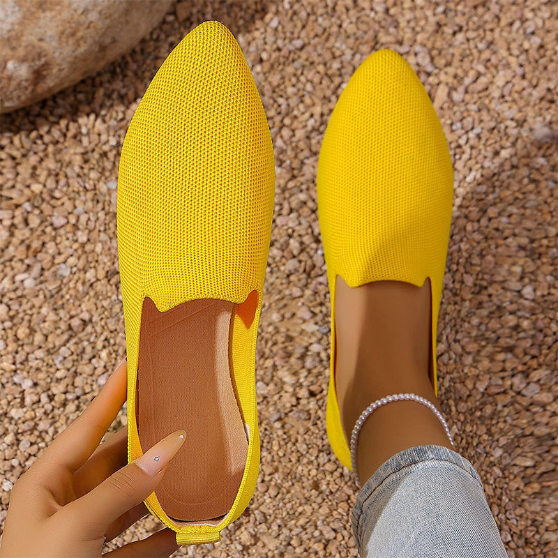 Damsko med Spetsig Tå Stickad Platt Sula Slip-On Loafers