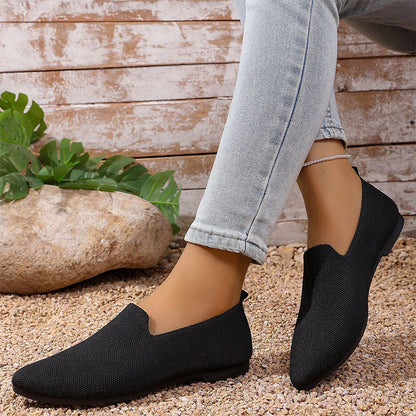 Damsko med Spetsig Tå Stickad Platt Sula Slip-On Loafers