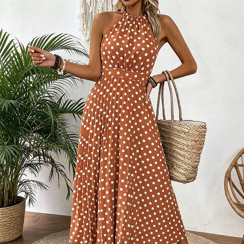 ⏳50 % rabatt under en begränsad tid⏰Halterklänning med prickar för dam👗