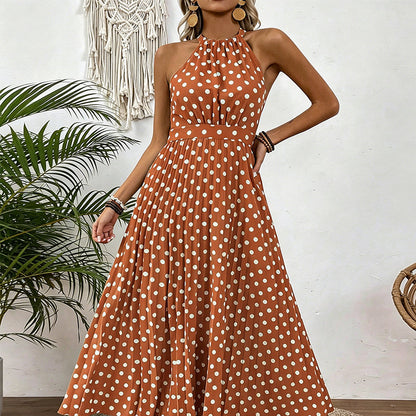 ⏳50 % rabatt under en begränsad tid⏰Halterklänning med prickar för dam👗