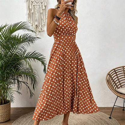 ⏳50 % rabatt under en begränsad tid⏰Halterklänning med prickar för dam👗