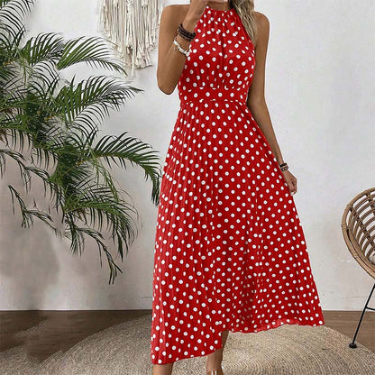⏳50 % rabatt under en begränsad tid⏰Halterklänning med prickar för dam👗