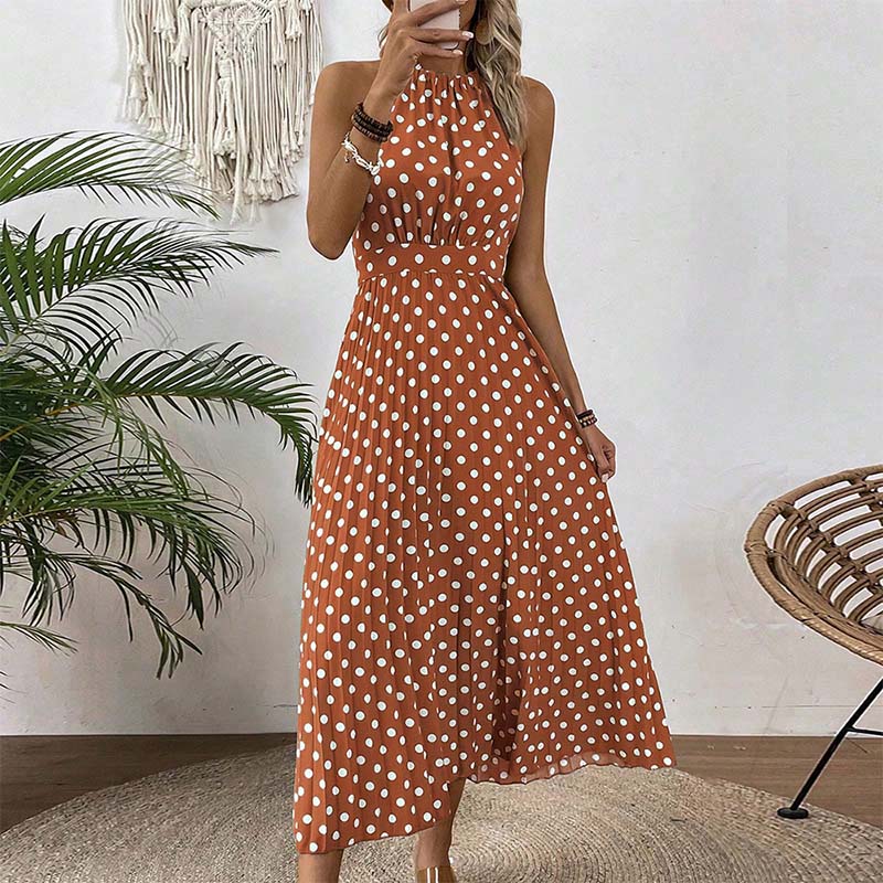 ⏳50 % rabatt under en begränsad tid⏰Halterklänning med prickar för dam👗