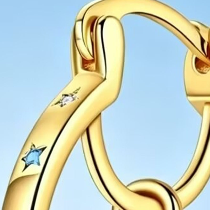 ✨ 50% RABATT! ☀️ Himmelsk dubbellagrig ringörhängen – Måne & stjärnor design – Lätta, glittrande & romantiska – perfekta för vardag eller kvällsfest 🌙