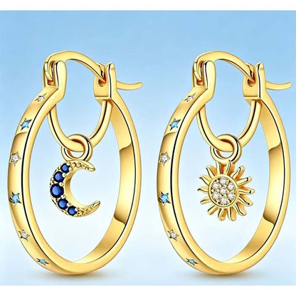 ✨ 50% RABATT! ☀️ Himmelsk dubbellagrig ringörhängen – Måne & stjärnor design – Lätta, glittrande & romantiska – perfekta för vardag eller kvällsfest 🌙