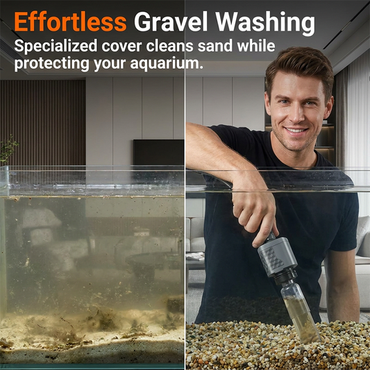 🐠 50% RABATT NU! 🧼 Elektrisk Akvarie Grusrenser – 4-i-1 Vannbytter, Grusvasker & Algeskrape – 18W Motor, 1000L/H Strømning, Teleskopisk Design 💧