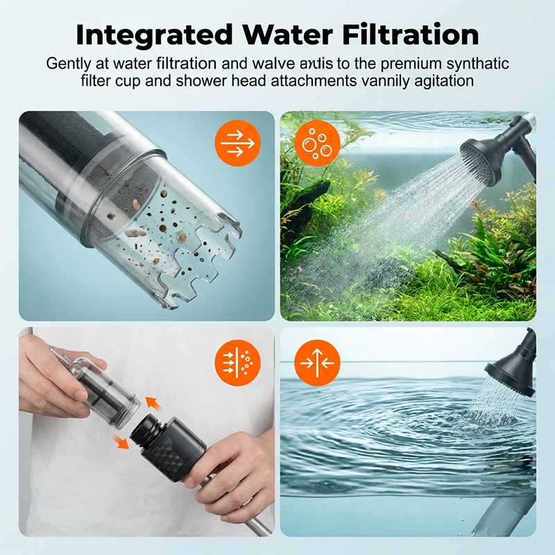 🐠 50% RABATT NU! 🧼 Elektrisk Akvarie Grusrenser – 4-i-1 Vannbytter, Grusvasker & Algeskrape – 18W Motor, 1000L/H Strømning, Teleskopisk Design 💧
