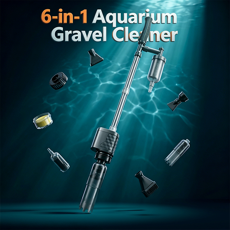 🐠 50% RABATT NU! 🧼 Elektrisk Akvarie Grusrenser – 4-i-1 Vannbytter, Grusvasker & Algeskrape – 18W Motor, 1000L/H Strømning, Teleskopisk Design 💧