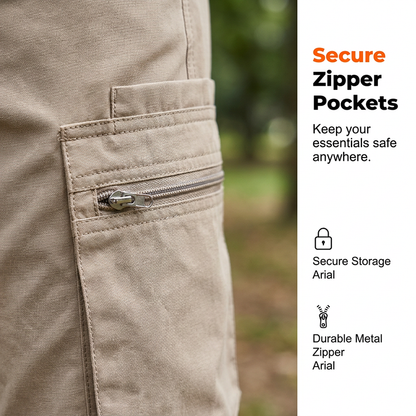 🩳 50% RABATT NU! 🔧 Herr Zip-Up Cargoshorts – Andningsbara, Säkra Fickor & Lös Passform – Ledredo, Stadsmart 🌲