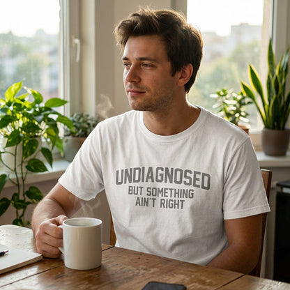 👕 50% RABATT! 😄 Rolig t-shirt med "Undiagnosed"-slogan – Kvick, mjuk & perfekt samtalsstartare – Bomullskvalitet, avslappnad passform – idealisk för vardag eller som gåva 🎤