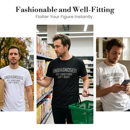 👕 50% RABATT! 😄 Rolig t-shirt med "Undiagnosed"-slogan – Kvick, mjuk & perfekt samtalsstartare – Bomullskvalitet, avslappnad passform – idealisk för vardag eller som gåva 🎤
