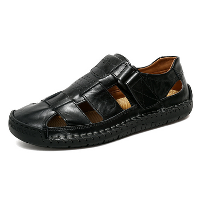 👞 BEGRÄNSAD TID 50% RABATT! ✨ Herr Stängd Tå Strandsandaler – Andningsbara, Kudädade, Kardborreband 🌊