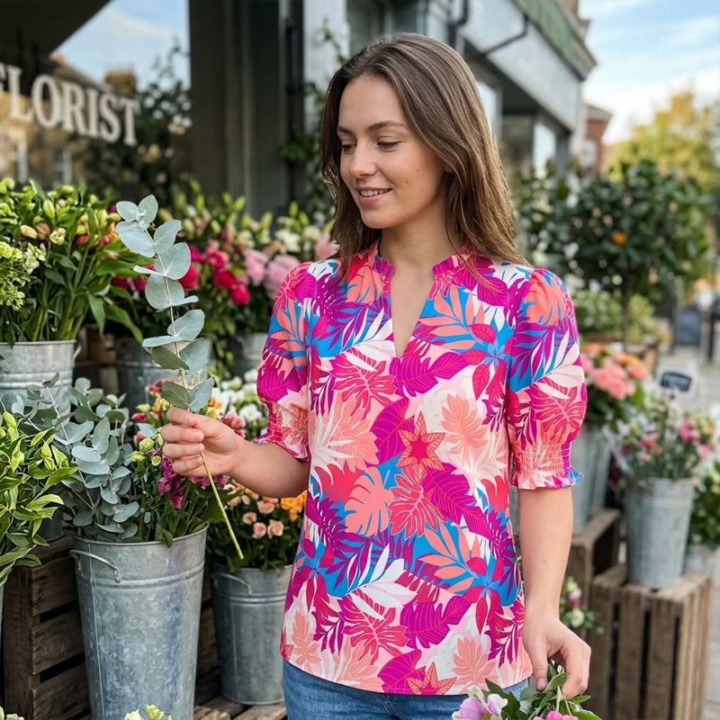 👚 50 % RABATT NU! 🌸 Avslappnad blommig skjorta – mjukt tyg, ledig passform & perfekt för vardag, jobb & fika ☕