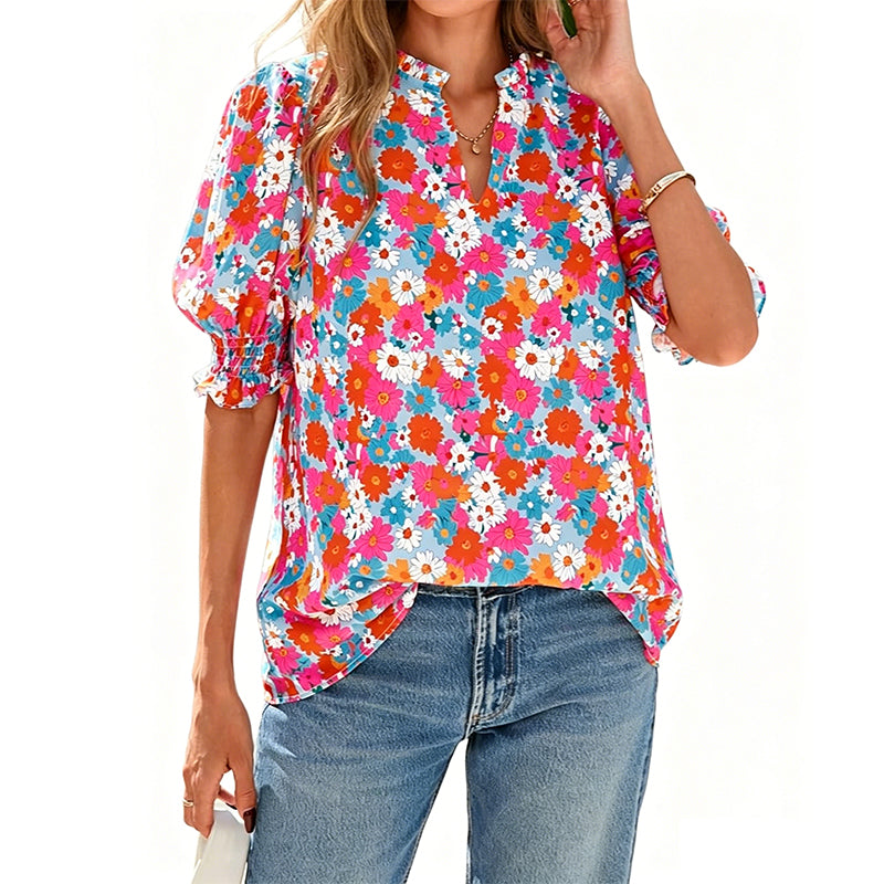 👚 50 % RABATT NU! 🌸 Avslappnad blommig skjorta – mjukt tyg, ledig passform & perfekt för vardag, jobb & fika ☕