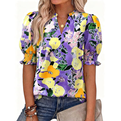 👚 50 % RABATT NU! 🌸 Avslappnad blommig skjorta – mjukt tyg, ledig passform & perfekt för vardag, jobb & fika ☕