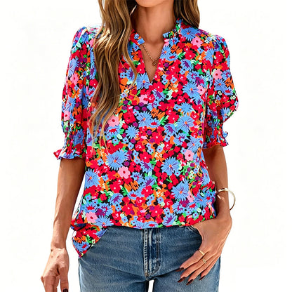 👚 50 % RABATT NU! 🌸 Avslappnad blommig skjorta – mjukt tyg, ledig passform & perfekt för vardag, jobb & fika ☕