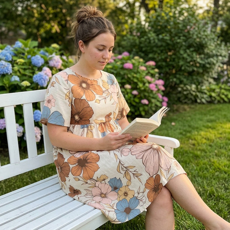Elegant dam maxiklänning med rund hals 🌸 Mjukt fall, smickrande siluett – enkel elegans för alla tillfällen ✨
