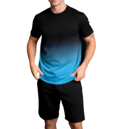 Set med skjorta och shorts med ton-i-ton-mönster för herr