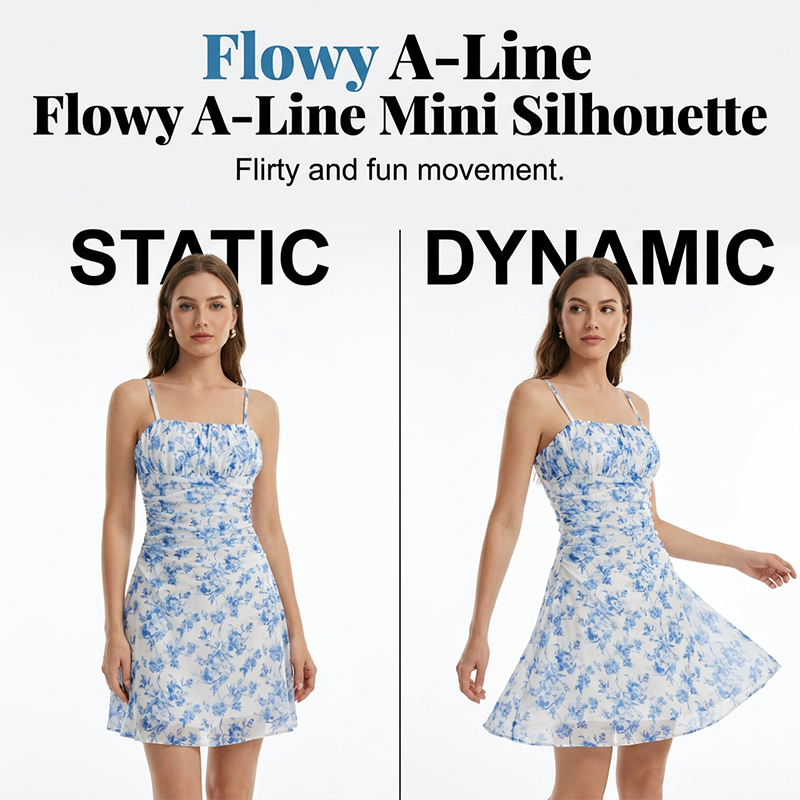 👗50% RABATT! ✨ Blommig Ruched Miniklänning – Spaghettiband, Ryggfri, Strandredo 🌸