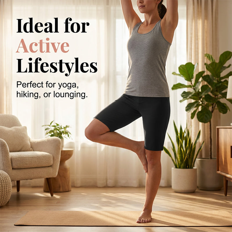 🩳 50% RABATT NU! 🚶‍♀️ Kvinnors stretch promenadshorts – 4-vägs stretch, hög midja & knälängd – Andningsbara, djupa fickor & skavfri – perfekta för vandring, resor eller vardag 🌸