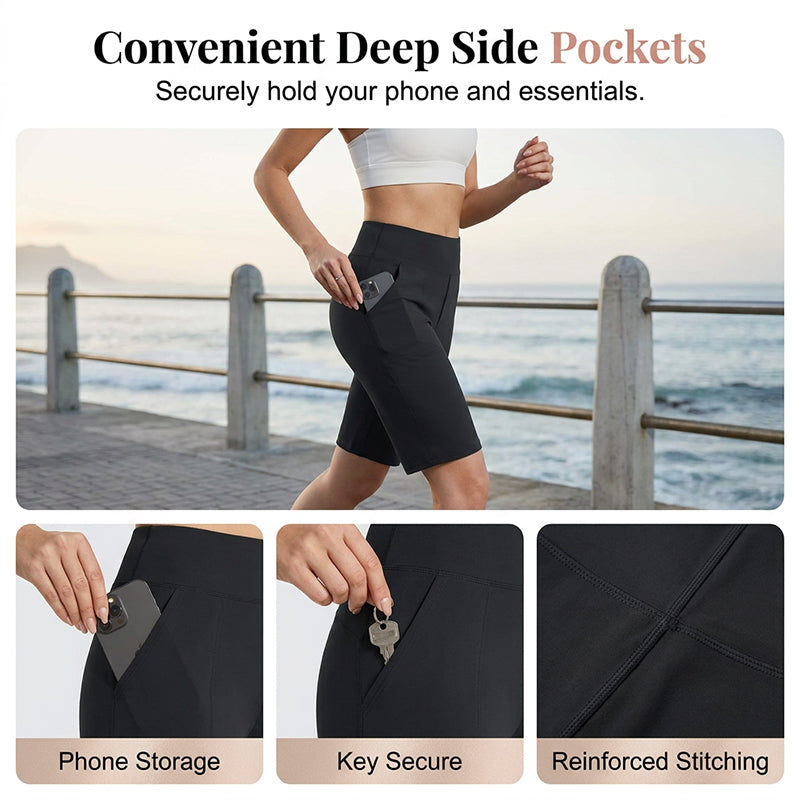🩳 50% RABATT NU! 🚶‍♀️ Kvinnors stretch promenadshorts – 4-vägs stretch, hög midja & knälängd – Andningsbara, djupa fickor & skavfri – perfekta för vandring, resor eller vardag 🌸