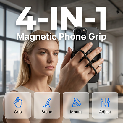 Mångfunktionell 4-ring magnetisk telefonhållare & ställ