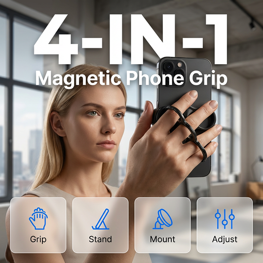 Mångfunktionell 4-ring magnetisk telefonhållare & ställ
