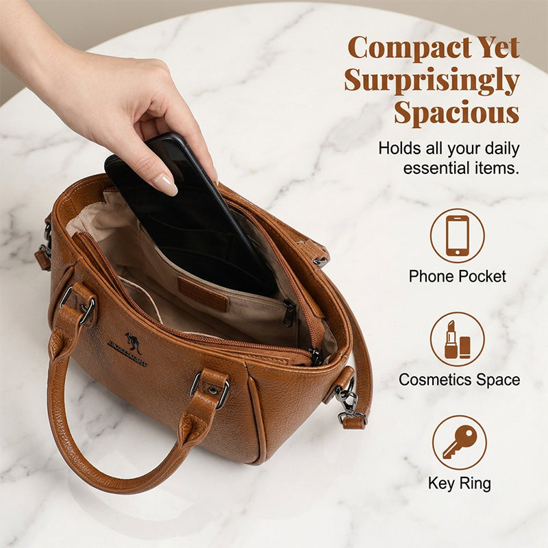 👜 50% RABATT NU! ✨ Elegant Retro Boston Handväska – Pebbled Textur, Metallic Hårdvara & Justerbar Axelrem – Kompakt Men Förvånansvärt Rymlig, Multi-Väg Styling 🎀