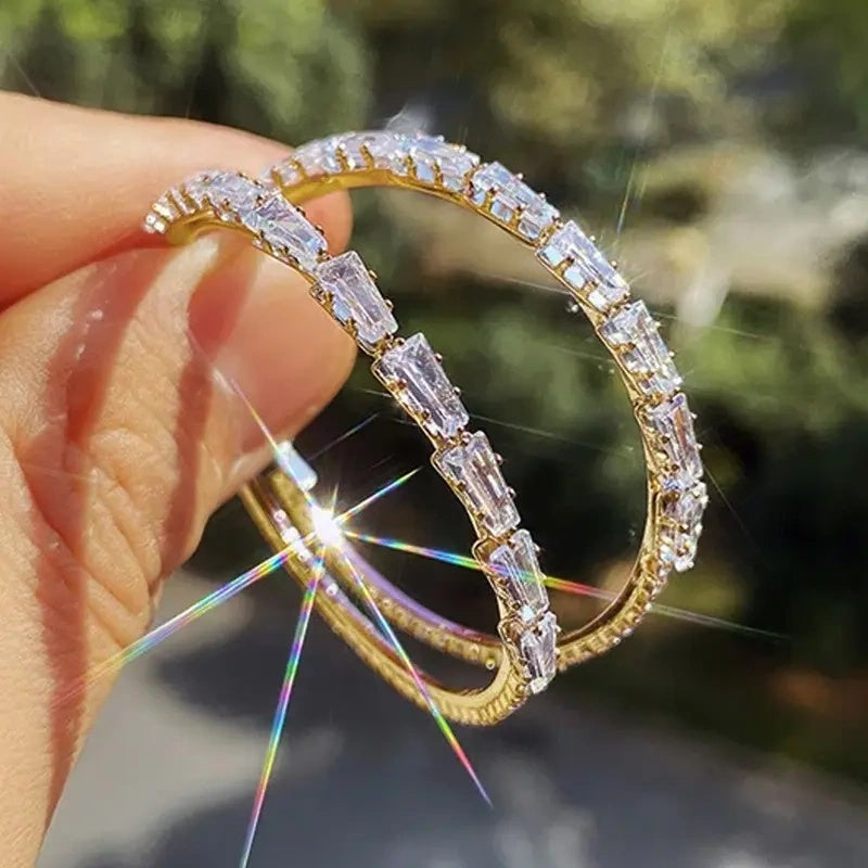 Rondellerörhängen för damer med glittrande kubisk zirkonia
