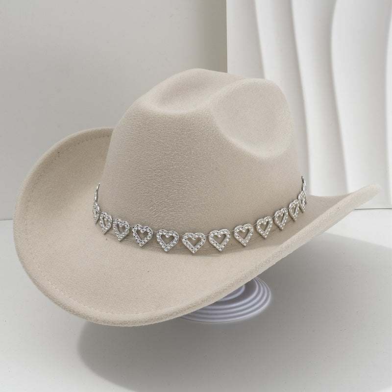 ✨ 50% RABATT NU! 🤠 Kvinnors Rhinestone Hjärta Cowboyhatt – Gnistrande French Jazz Fedora & Premium Strukturerad Silhuett – Elegant, Glamorös & Festivalredo 🎪