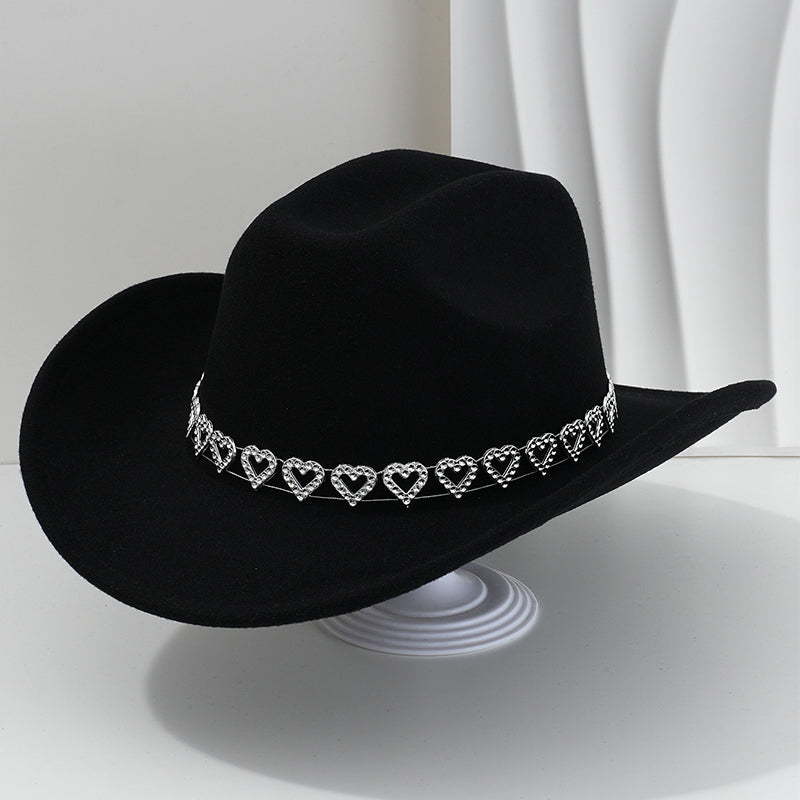 ✨ 50% RABATT NU! 🤠 Kvinnors Rhinestone Hjärta Cowboyhatt – Gnistrande French Jazz Fedora & Premium Strukturerad Silhuett – Elegant, Glamorös & Festivalredo 🎪