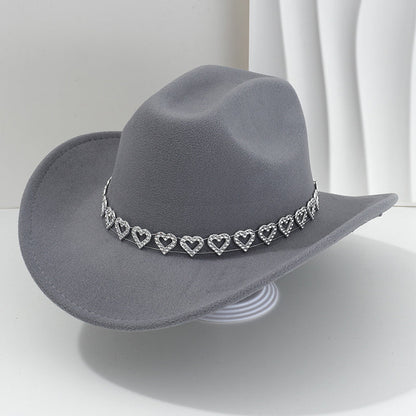 ✨ 50% RABATT NU! 🤠 Kvinnors Rhinestone Hjärta Cowboyhatt – Gnistrande French Jazz Fedora & Premium Strukturerad Silhuett – Elegant, Glamorös & Festivalredo 🎪