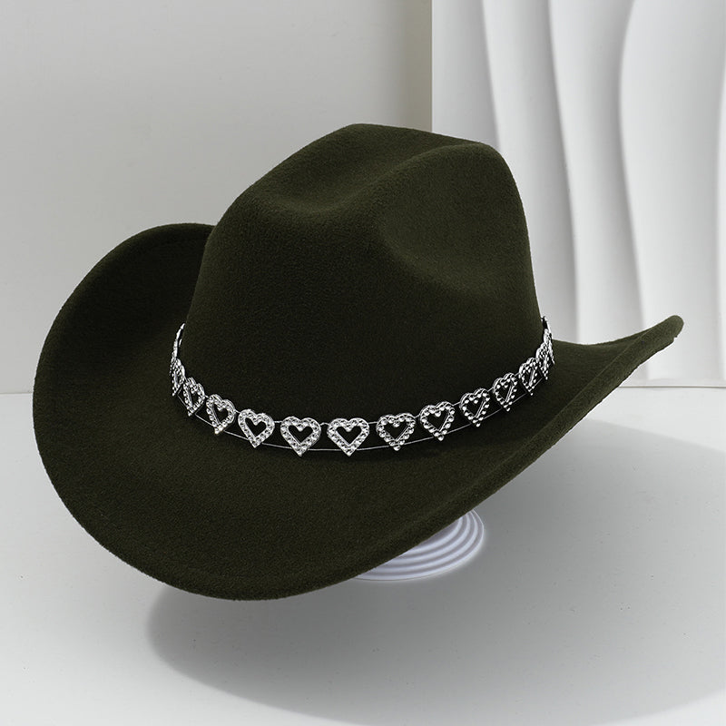 ✨ 50% RABATT NU! 🤠 Kvinnors Rhinestone Hjärta Cowboyhatt – Gnistrande French Jazz Fedora & Premium Strukturerad Silhuett – Elegant, Glamorös & Festivalredo 🎪