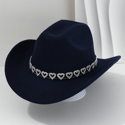 ✨ 50% RABATT NU! 🤠 Kvinnors Rhinestone Hjärta Cowboyhatt – Gnistrande French Jazz Fedora & Premium Strukturerad Silhuett – Elegant, Glamorös & Festivalredo 🎪