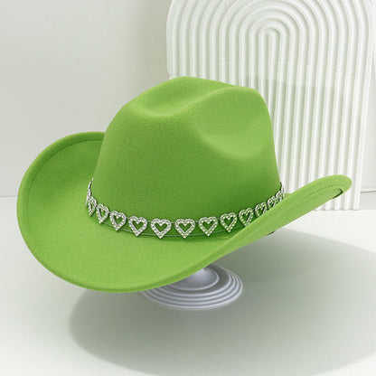 ✨ 50% RABATT NU! 🤠 Kvinnors Rhinestone Hjärta Cowboyhatt – Gnistrande French Jazz Fedora & Premium Strukturerad Silhuett – Elegant, Glamorös & Festivalredo 🎪