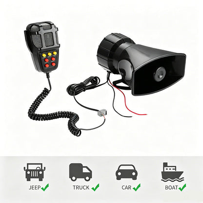 📢 12V Auto-Fanfare mit mehreren Klängen – hohe Lautstärke, als Alarmsignal & Sprachdurchsage nutzbar, ideal für LKW, SUV & Einsatzfahrzeuge 🚛