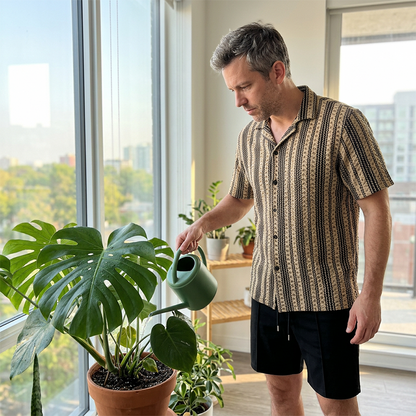 Herr Casual Kortärmad Skjorta och Shorts Set