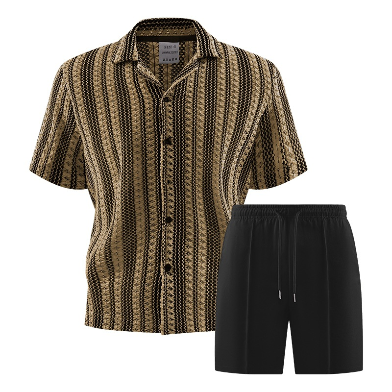 Herr Casual Kortärmad Skjorta och Shorts Set