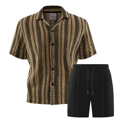 Herr Casual Kortärmad Skjorta och Shorts Set