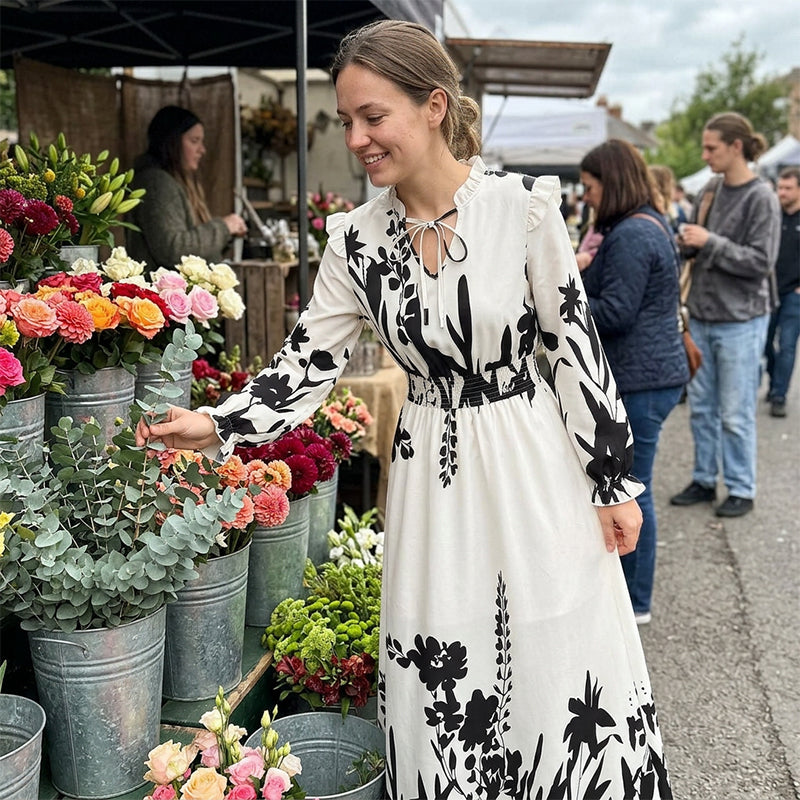Women's Elegant Floral Printed Maxi Dress