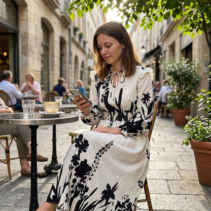Women's Elegant Floral Printed Maxi Dress