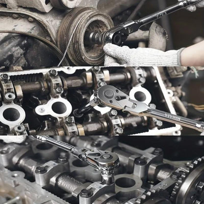 🔩 Flexhuvud-spärrnycklar (6 st) – 180° svängbart huvud, når runt hörn & hinder, perfekt för motorrum, VVS & möbelmontage, CRV-stål ⚙️