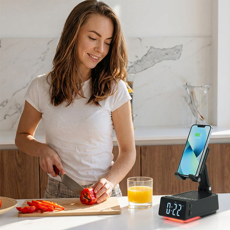 3-i-1 Bluetooth-högtalare och telefonstativ