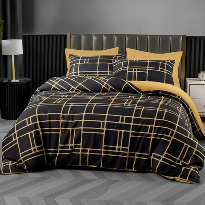 Moderna, minimalistiska sängkläder med geometriska mönster