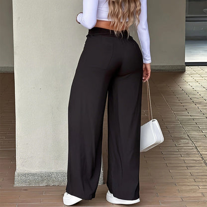 👖✨ Högmidjade raka byxor för dam