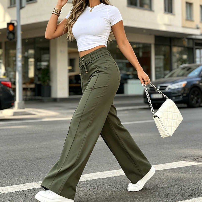 👖✨ Högmidjade raka byxor för dam
