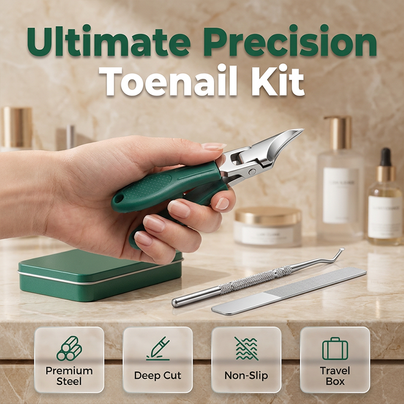 ✂️ Tre-delat set för precis nagelvård | Böjt blad som förhindrar sprickor – dubbelsidig fil för att jämna ut ojämnheter | 🏃‍ Hemvård – perfekt att ta med på resan