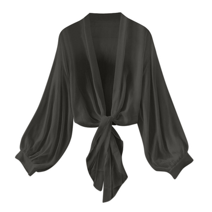 🕶️ Chiffong cardigan med knytning – lätt, elegant & enkel att styla till jeans, klänning & shorts, perfekt för svala kvällar 🌿